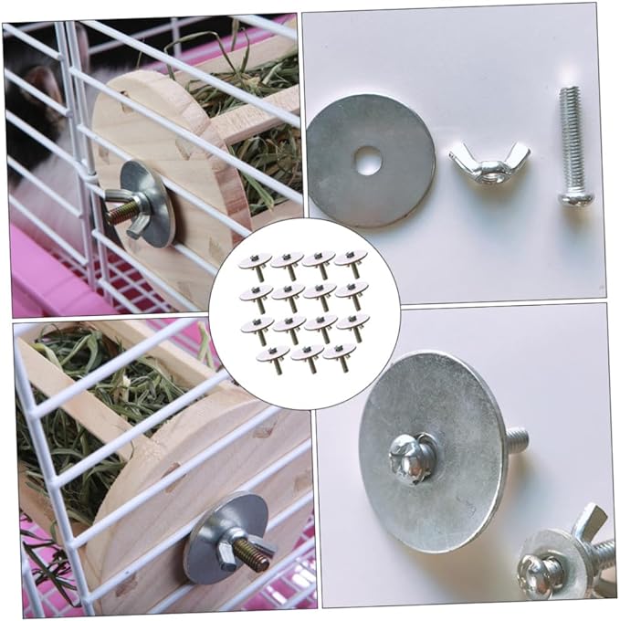 15sets Fixing Screws Gaskets for Hamster Cage Lightweight and Easy to Install Screws for Birdcage and Animal Platforms Sturdy and