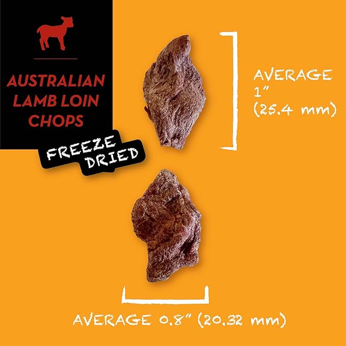 SIMBA'S WAY -Freeze Dried- RAW Australian Lamb LOIN CHOPS Dog and Cat Treats, Pasture-Raised, Grass-Fed, Human Grade, Single Ingredient, All Natural, Grain-Free, Made in The USA. [3 .oz] [1 PK]