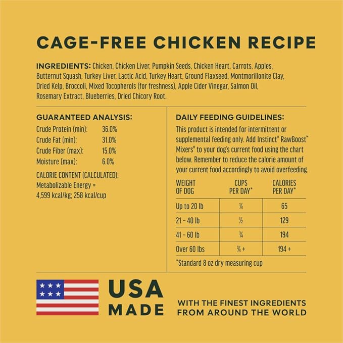 Instinct RawBoost Mixers, Freeze Dried Dog Food Topper, Grain-Free - Cage Free Chicken, 14 oz. Bag