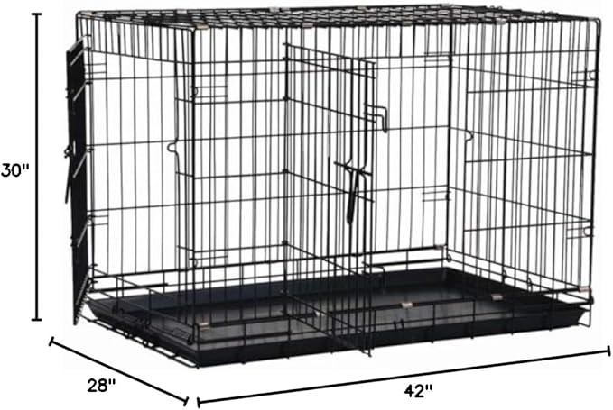Precision Pet Products Two Door Great Crate Wire Dog Crate, 42 Inch, For Pets 70-90 lbs, With 5-Point Locking System