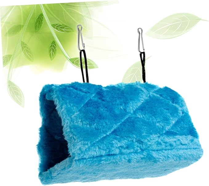 BESPORTBLE Plush Parrot Hammock Bed Cozy Snuggle Cave for Birds Soft Hideaway with for Exercise and Comfort for Parakeets and Lovebirds Blue