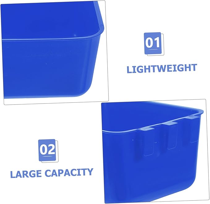 Abaodam 4pcs Hanging Bird Cage Feeding Cups for Rabbit and PET Water Bowl Sturdy 12.5x9.5x6CM Blue Food and Water Dishes for Parrots Roosters and Poultry