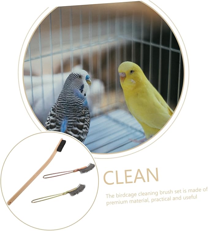 Abaodam 3Pcs Long Handle Birdcage Cleaning Brush Durable Tool for Effortless Bird Cage Cleaning for and Hard to Reach Areas for Parrot and Bird Hut