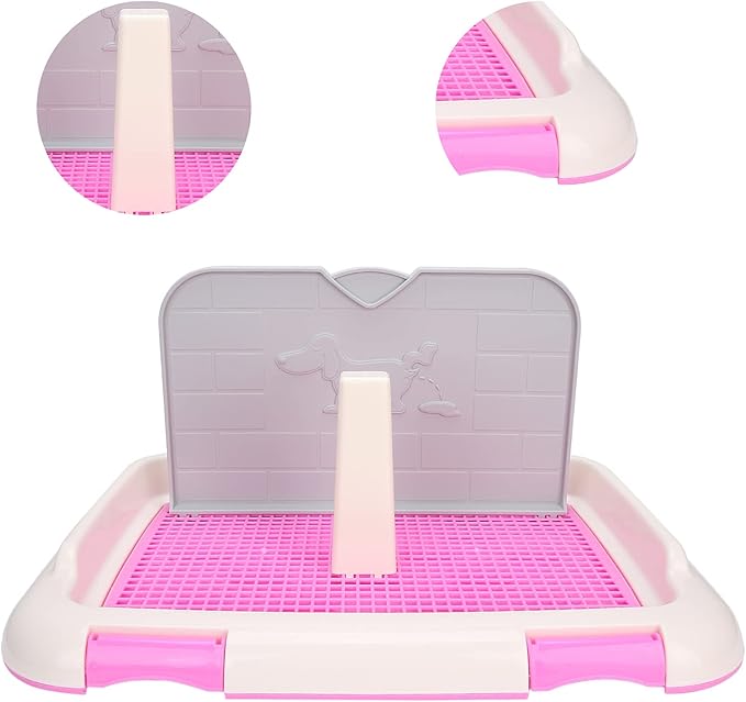 Dog Toilet Indoor Training Pad for Puppies, Leakproof Potty Tray for Cats, Scheduled Urination for Dog, Suitable for Small Pets, Made of HighQuality Plastic, 18.3 X 13.9 X 9.3in (Pink)