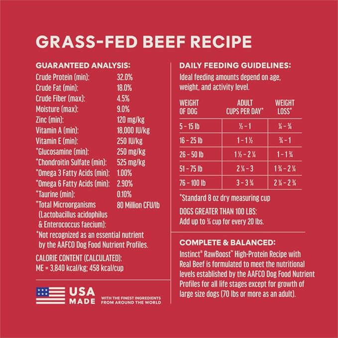 Instinct RawBoost, Natural Dry Dog Food with Freeze-Dried Pieces, High Protein, Grain-Free Recipe - Real Beef, 20 lb. Bag
