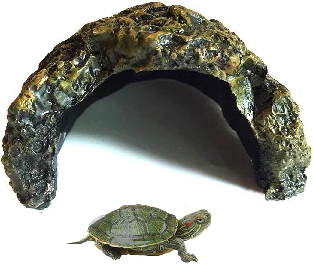 Reptile Habitat, Turtle Hideout,Water Tank Decoration for Fish, Reptiles, Amphibians,Frogs, Snakes,Lizards,Shrimps, Spiders and Small Animals…