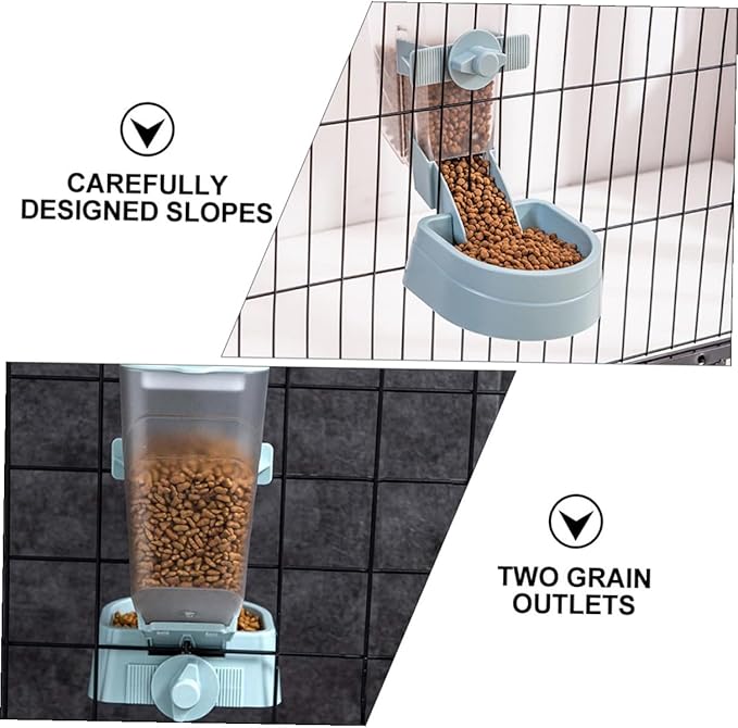 Mobestech Hanging Automatic Small Pet Feeder for Birds and Hamsters, Blue Plastic Bird Cage Accessory, Convenient Outdoor and Indoor Use
