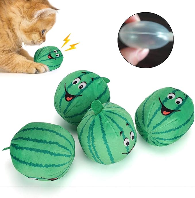 VINGVO Watermelon Toy Interactive Soft Pet Toys, Cat Interactive Toys Dog Plush Toys Squeaky Teething Toys, Funny Dog Puppy, Interactive Stuffed Dog Chew Toys for Small Large Dogs