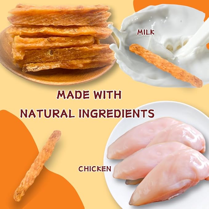 Chicken & Milk Jerky, Irresistible High-Protein Dog Treats, Calcium-Rich Tender Chews for Strong Bones & Teeth, Natural Training Reward (2 Pack x 10.58 Ounce (Pack of 2),Chicken)