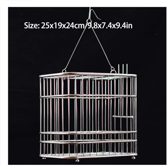 Square Birdcages Hanging Bird Cage Stainless Stee Flight Cage Simple Retro Bird House for Travel Home Gifts,with Accessories，with Accessories