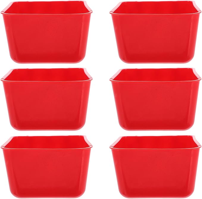 Healifty 6pcs Hanging Bird Cage Feeders Small Red Feeding Bowls for Parrots Chickens Rabbits Poultry Water Cups for Bird and Coop Supplies