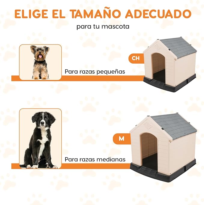 Plastic Dog House - Durable Dog House for Small Medium Large Dogs with Raised Floor and Vents - Ventilate - Easy Clean and Assemble Dog Kennel
