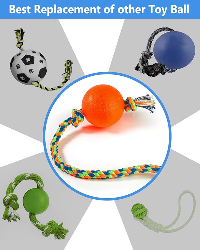 Harhana Rope Toys With Squeaky Ball - Tug of War Toy for Small, Medium Dogs - Durable Rubber, Interactive Fetch Toys for Boredom