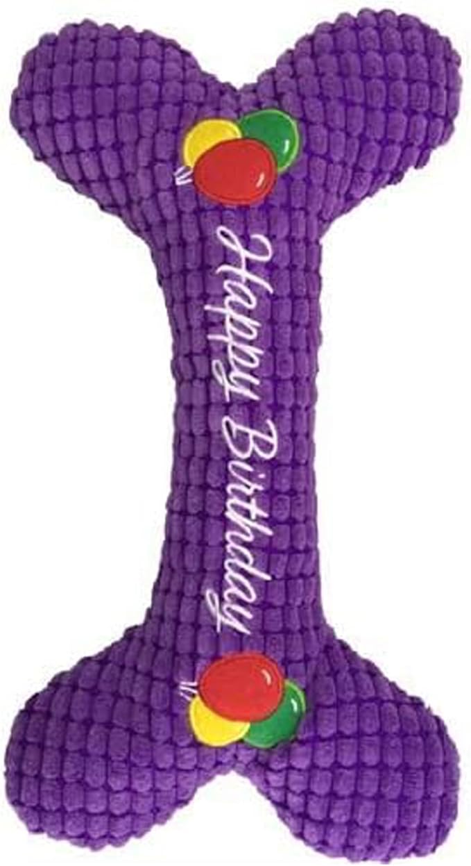 Petlou Pet Plush Chewy Bone, Squeaky Bone for Dogs and Cats in Different Size (16 Inch Birthday Bone)