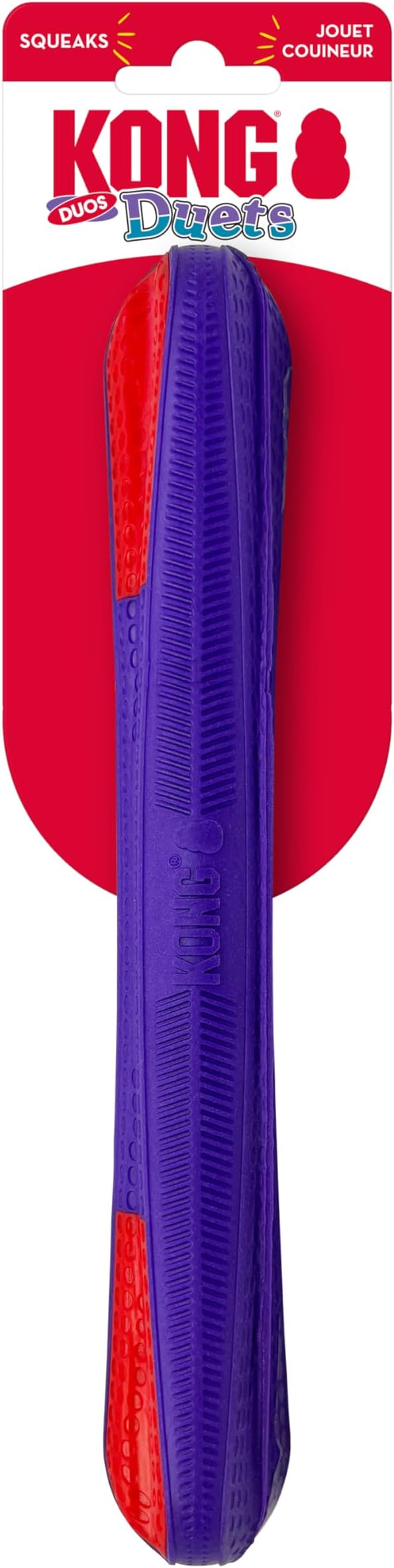 KONG Duets Duos Bouncy Dual Color Squeaky Toy fot Dogs (Stick, Large)