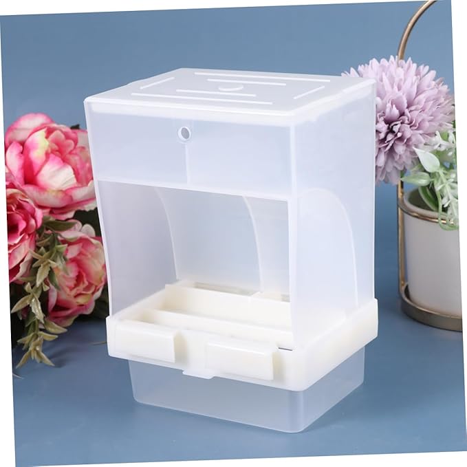VILLCASE Automatic Parrot Feeder Splash-Proof Drinking Feeding Bowl, Beige Food Dish for Bird Cage, Parrot Accessories for Clean and Convenient Feeding