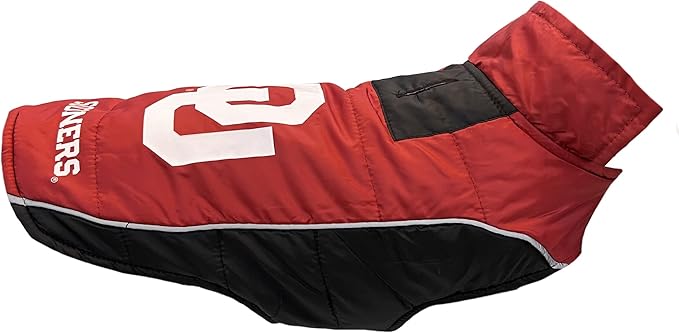 Pets First Collegiate Oklahoma Sooners Puffer Vest for Dogs & Cats. Size Large. Warm, Cozy, and Waterproof Dog Coat, for Small and Large Dogs/Cats.