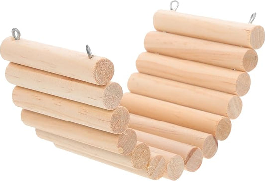 BESPORTBLE Bite-Resistant Wooden Hamster Ladder for Climbing and Exercise Easy Installation Multi-Function Natural Wood Ladder Plaything for Small Pets and Birds Cage Accessory