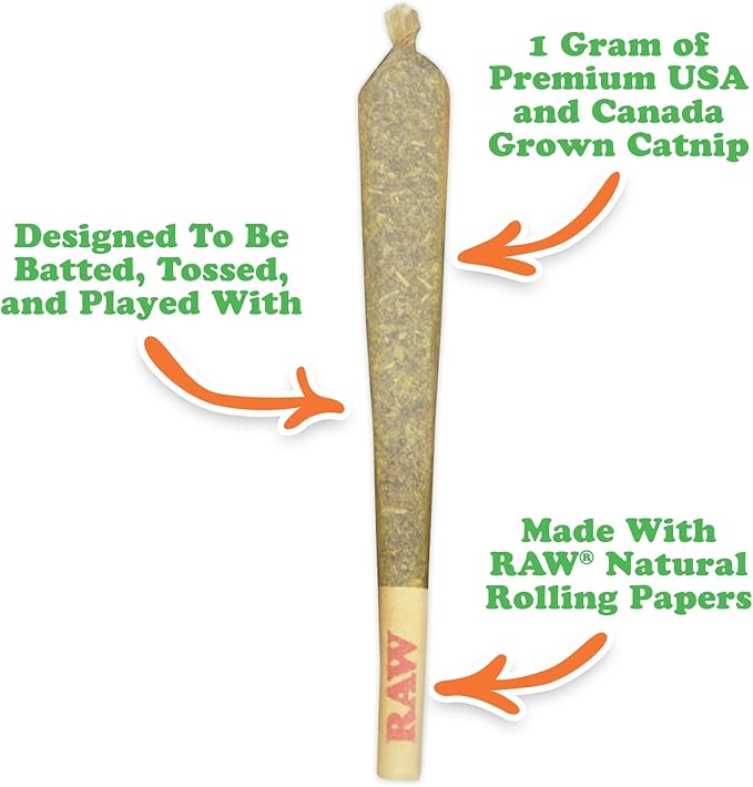 Meowijuana | King Size Catnip Joints | Organic | Dried Premium Ground Catnip | High Potency | Grown in North America | Feline and Cat Lover Approved