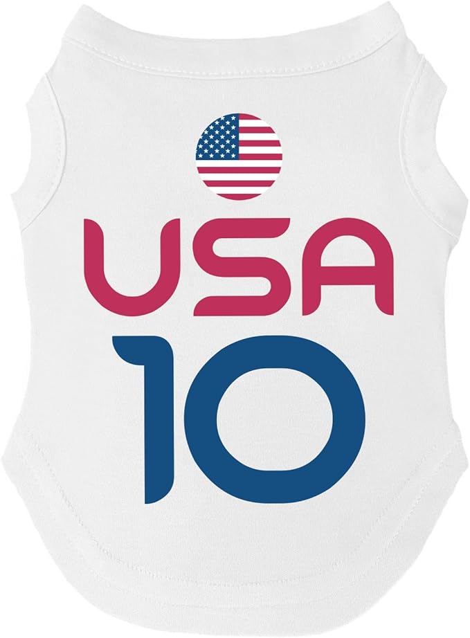 USA Flag Soccer Jersey Style Dog Tee Shirt | Sleeveless Breeds | International Soccer | Game Day |White, 3X-Large 1659