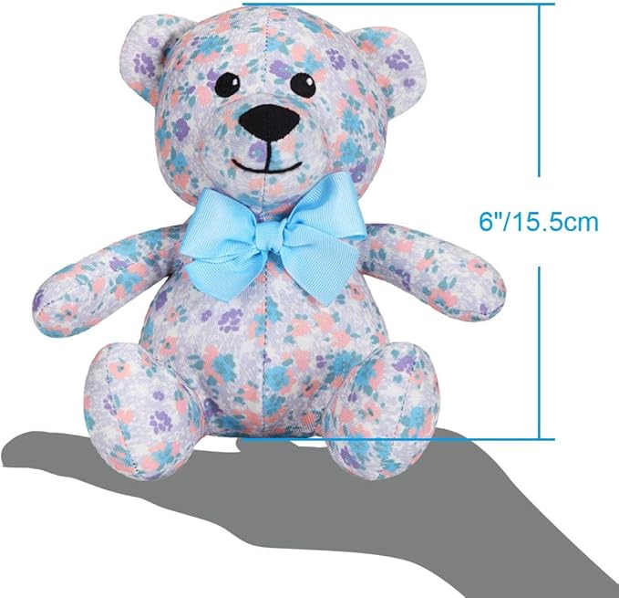 Blueberry Pet Cat & Dog Toys - 6" Bluey Stuffed Animals for Puppies, Plush Squeak Toy, Floral Lavender Happy Bear, Soft & Durable, Puppy Toys, Machine-Washable, Matching Collar Available