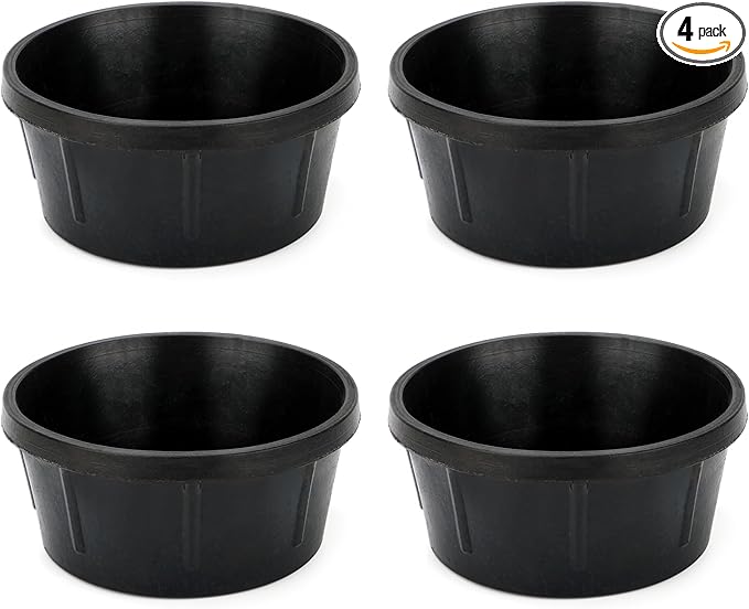 4Pcs Rubber Feeder Pan,2 Quart Feed Bucket Utility Feed Bucket,Small Animal Food Trough for Chickens Rabbits Ducks Cats and Dogs Durable Outdoor Livestock Water Bowl Black