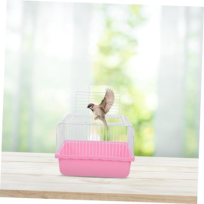 Mikikit Portable Pet Carrier Birdcage for Lovebirds Small Animals Lightweight Travel Cage with Transparent Window for Parrots Hamsters for Indoor Travel Use