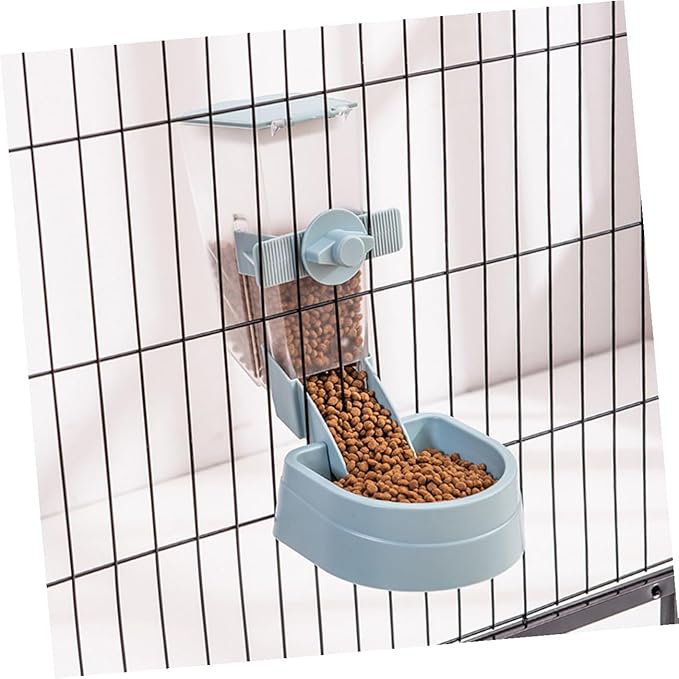 Mobestech Hanging Automatic Small Pet Feeder for Birds and Hamsters, Blue Plastic Bird Cage Accessory, Convenient Outdoor and Indoor Use