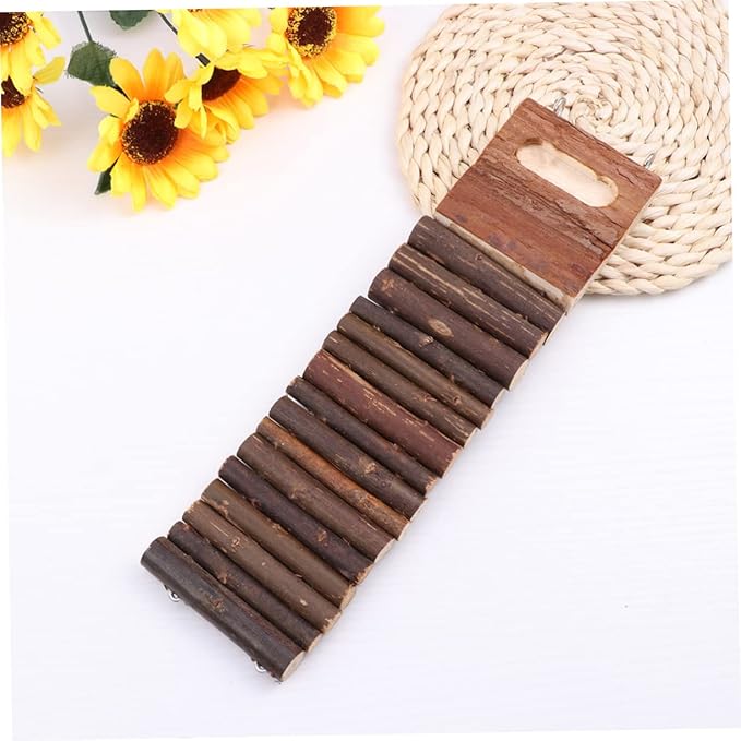 Hemoton Wooden Hamster Ladder Bridge Toy 7cm x 27cm Small PET Climbing Chew Toy for Hamsters Parrots and Birds for Cage Accessories and Interactive Play