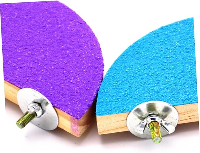 BESPORTBLE 2pcs Semicircle Frosted Wood Parrot Stand Small Animal Platform for Hamsters Gerbils and Birds Easy to Install Random Colors Paw Grinding and Play Area
