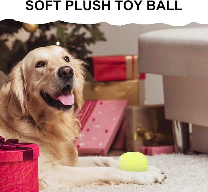 Dog Toys Balls - Chewable Plush Tennis for Dogs, Soft Pet Squeaky Ball Stuffed with Fluffy, Durable Indoor & Outdoor Dog Puzzle Toy, Birthday for Puppy Small and Medium Breeds