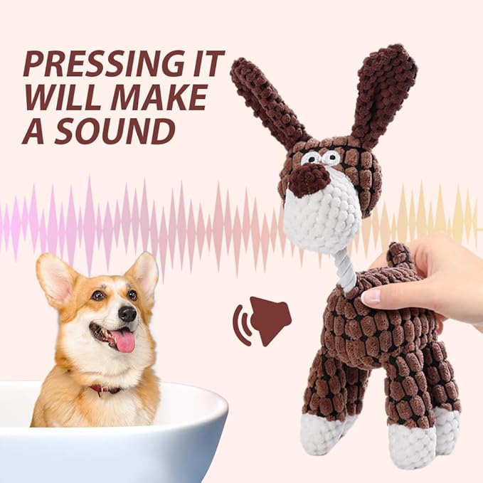 2026 New Dog Toys, Indestructible Plush Dog Toy for Aggressive Chewers, Interactive Squeaky Soft Puppy Chew Toy, Durable Teething Toys for Small Medium Large Dogs (Black)
