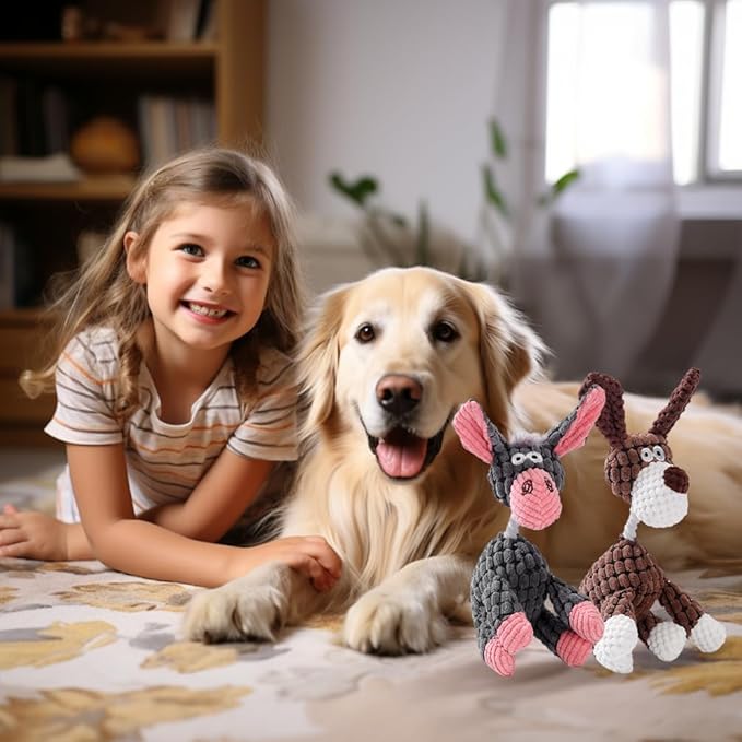 2026 New Dog Toys, Indestructible Plush Dog Toy for Aggressive Chewers, Interactive Squeaky Soft Puppy Chew Toy, Durable Teething Toys for Small Medium Large Dogs (Black+White)