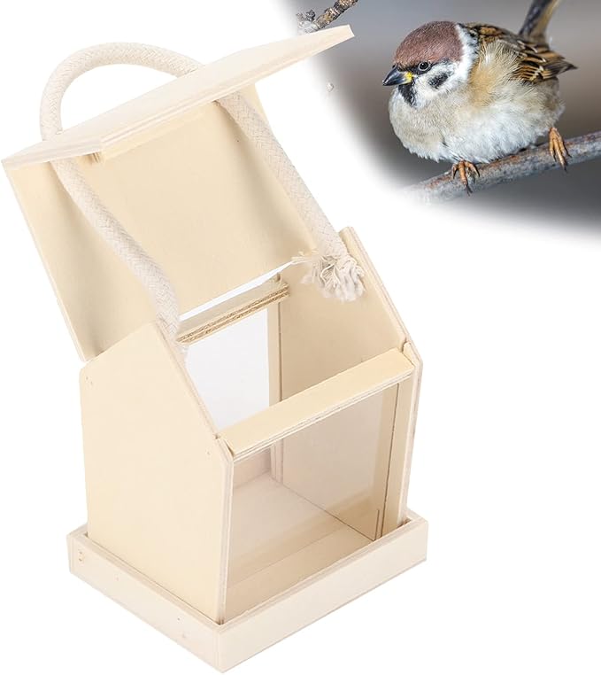 Bird Feeder Composite Wooden Board with Eaves Design for Easy Refill and Cleaning for Backyard Birding Supplies (Regular Square)