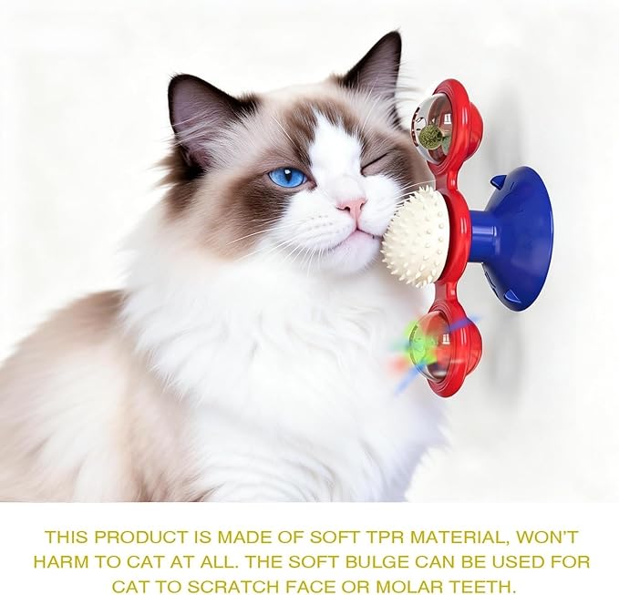 Interactive Cat Toys & Treat Dispenser with Catnip Ball - Chew, Scratch, Rub & Teeth Grooming Toys for Indoor Cats, BPA-Free, Sturdy TPR (Green)