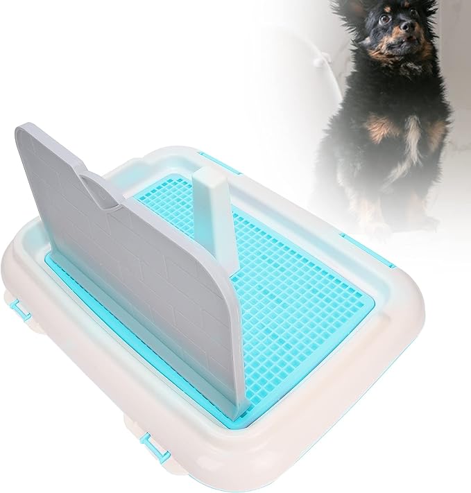 Dog Toilet Indoor Puppy Training Toilet Cat Potty Fence Dog Scheduled Urination Potty Tray Dog Litter Box (Blue)