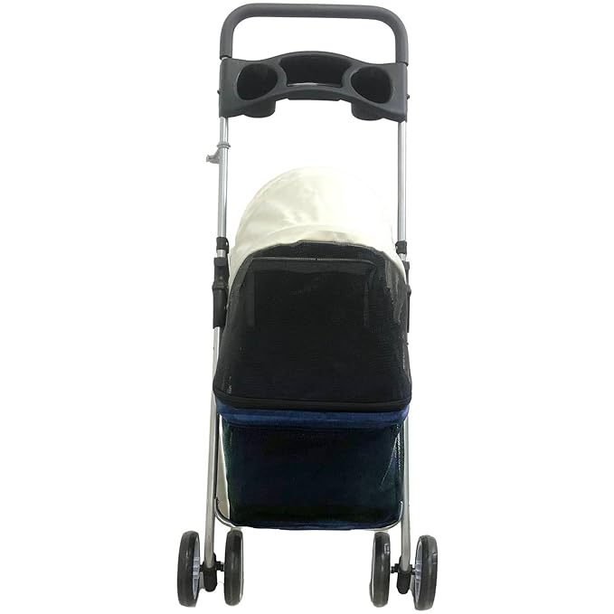 Critter Sitters 4-Wheel Dog Stroller for Small Dogs, Cats, or Rabbits with Scratch Resistant Breathable Mesh Windows, Cup Holders, Lockable Wheels, and Removable Pad, Modern Pet Stroller