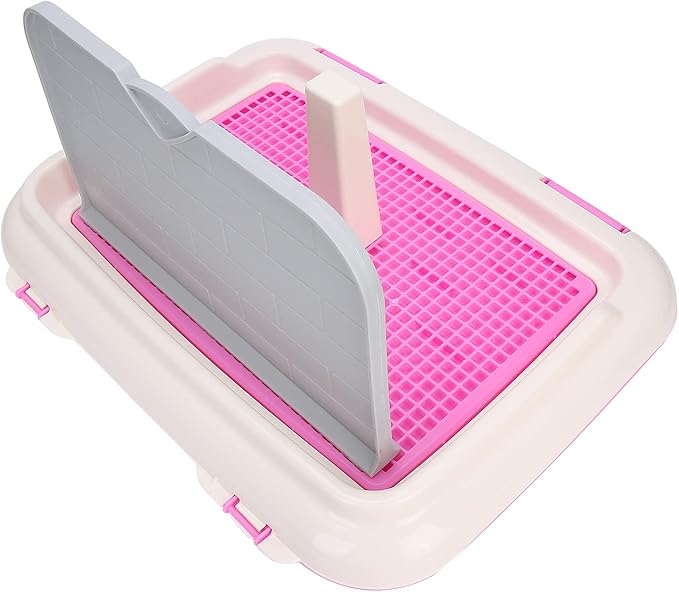 Dog Toilet Indoor Training Pad for Puppies, Leakproof Potty Tray for Cats, Scheduled Urination for Dog, Suitable for Small Pets, Made of HighQuality Plastic, 18.3 X 13.9 X 9.3in (Pink)