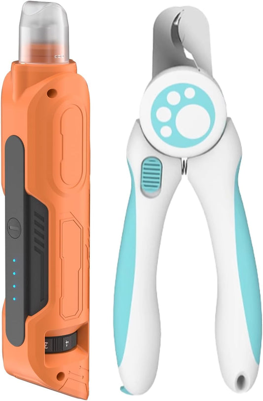 PAPIFEED High Torque Dog Nail Grinder Quiet - 6-Speed Adjustable Pet Nail Trimmer with 2 LED Lights & Dust-Proof Cover, Powerful Motor for Large/Medium/Small Dogs & Cats, Rechargeable - Orange Kit