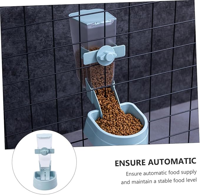DOITOOL Hanging Automatic Bird Feeder Small Pet Feeder with Food Dispenser Blue for Indoor Bird Cage and Hamster Cage Accessories