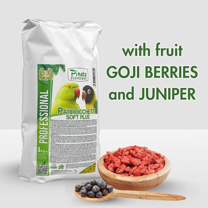 Pineta Parrochetti SoftPlus 1Kg - Breeding Paste for Parrots, Lovebirds, Cockatiels, Rosellas – Nutrient-Rich Fruit & Berry Food – Ideal for Growth, Molting, and Reproduction