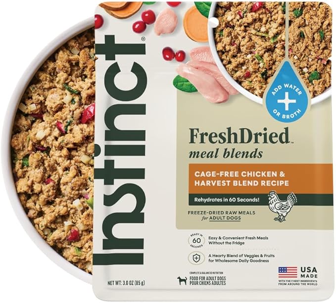 Instinct FreshDried Meal Blends, Freeze Dried Dog Food, Grain Free - Chicken & Harvest Blend, 3 oz. Bag