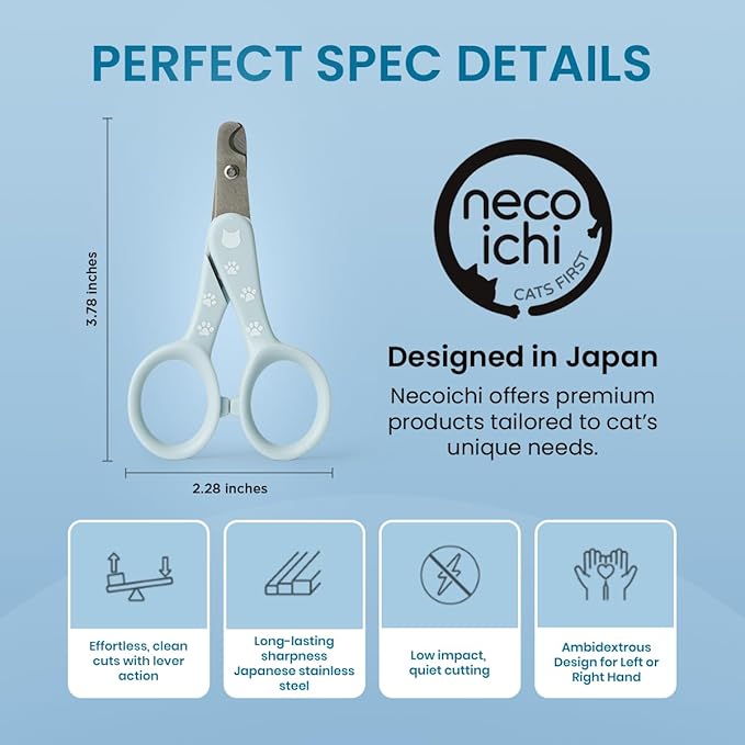 Necoichi Purrcision Feline Nail Clippers | Lever Principle Cat Nail Clipper | Butter-Smooth Cuts | Made in Japan, Seki Swordsmith Craftsman | Stainless Steel Cat Claw Trimmer for Indoor Cats (Mint)