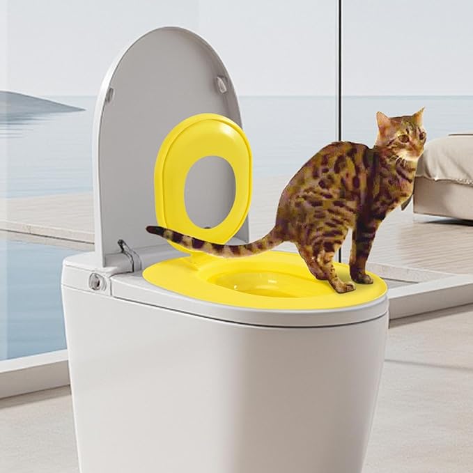 Cat Toilet Training Pad,2026 Cat Toilet Training Kit,Reusable Thrainer,Trainig Seat Tool,Washable Cleaning Pad for Cats,Portable Trainer for Home Pet Shop Pet Care,Easy Installation (Yellow)