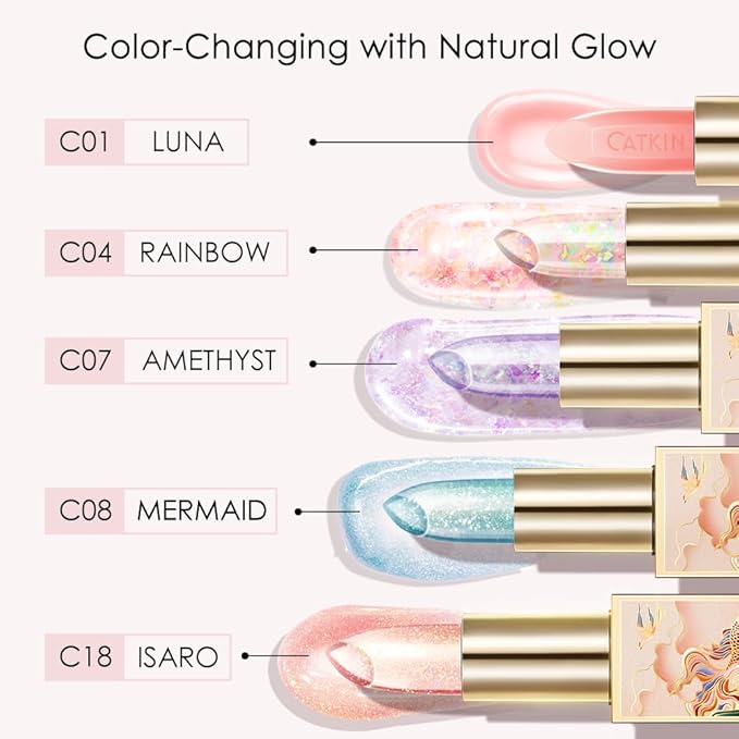 CATKIN Lip Balm Color Tinted Changing Lipstick Ultra Hydrating Lip Moistrurizer Lip Care with Vitamin E Nourishing For Cracked & Dry Lips 0.12 oz 3pcs with Gift Box (C04+C07+C22)