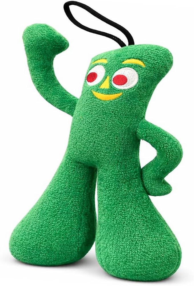 Multipet Small Gumby Stuffed Dog Toy with Squeaker | Gumby Dog Toy Plush Small | Green | 6" | Officially Licensed (6" - Plush Gumby)