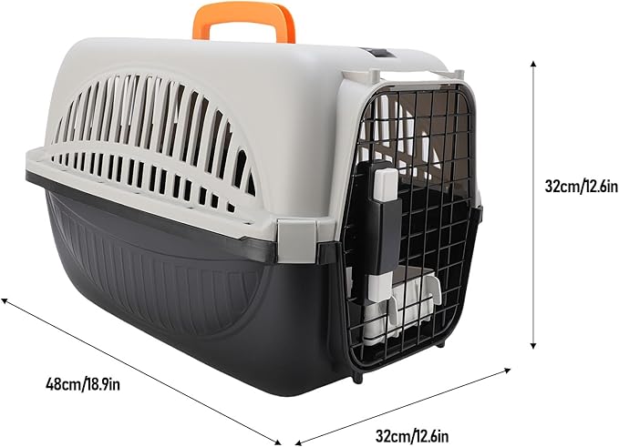 Pet Carrier for Small Dogs and Cats, Cat Carrier Plastic Dog Transport Box Pet Box for Outdoor Travel - Easy to Assemble Ample Space Excellent Ventilation (Black)
