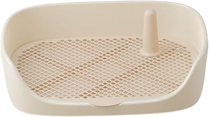 Litter Tray Pet Kitten Toilet Training Potty Pet Litter Pan Portable Design Anti Splashing Function Suitable for Small Animal Indoor Outdoor, Beige 48x37x13cm