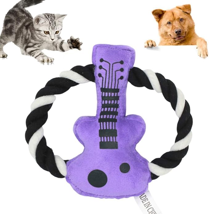 Cotton Rope Plush Guitar Squeaky Bite Toy for Dog Cat