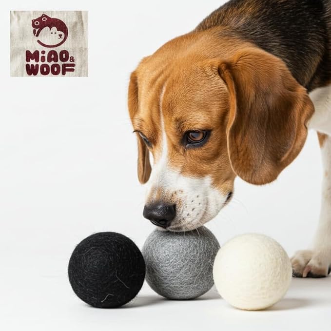 3-Piece 100% Pure Wool Dog Balls, Soft, Durable, Wool Felt Toy for Dogs & Puppies, Chew-Resistant, Perfect for Exercise, Playtime, Outdoor and Indoor, Safe for Your Furr Babies